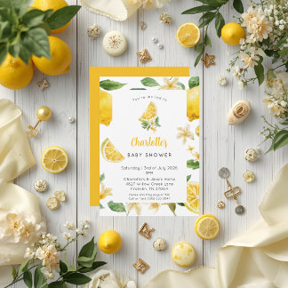Persoonlijke citroen citrus baby shower uitnodigin kaart