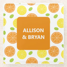 Persoonlijke Citroenen, Sinaasappels en Druiven Fr Glazen Onderzetter