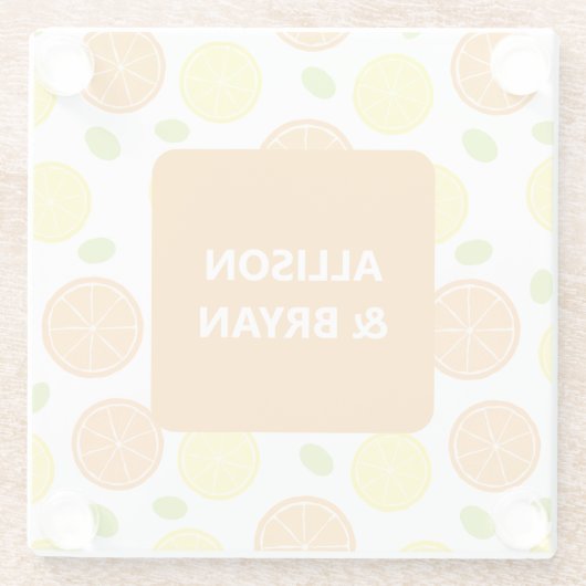 Persoonlijke Citroenen, Sinaasappels en Druiven Fr Glazen Onderzetter (Achterkant)