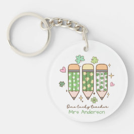 Persoonlijke Clover One Lucky Teacher Potlood  Sleutelhanger