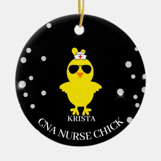 Persoonlijke CNA Zurse Sunshade Glitter Chick Keramisch Ornament (Voorkant)