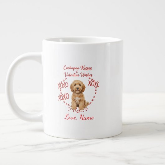 Persoonlijke Cockapoo Kusjes Valentijnswensen Grote Koffiekop (Links)
