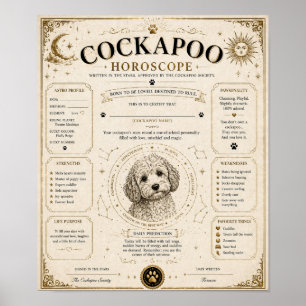 Persoonlijke Cockapoo Sterrenbeeld Print Cadeau