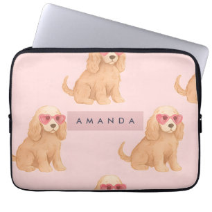 Persoonlijke Cocker Spaniel Hond met Bril Laptop Sleeve