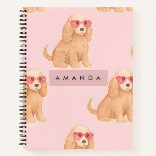 Persoonlijke Cocker Spaniel Hond met Bril Notitieboek (Voorkant)