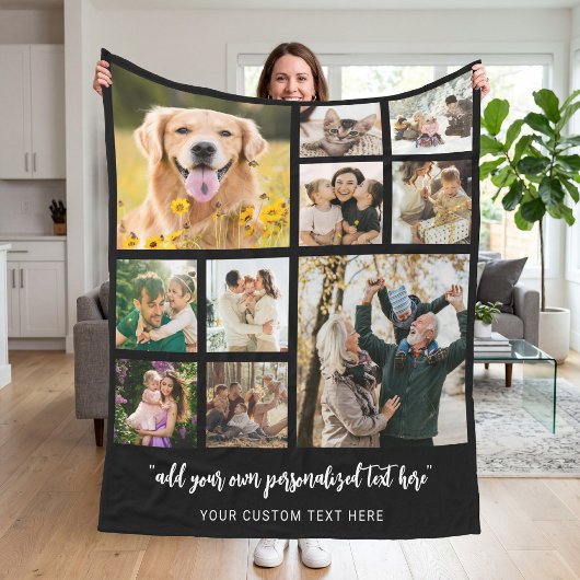Persoonlijke collage met 10 foto's fleece deken