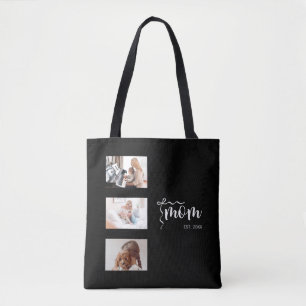Persoonlijke collage met 3 foto's Zwarte moeder ge Tote Bag
