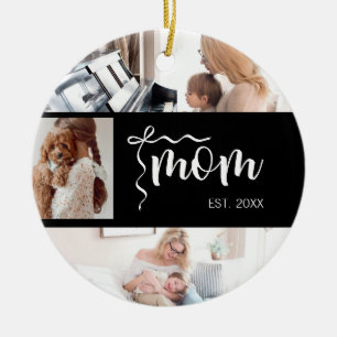 Persoonlijke collage met 3 foto's Zwarte Moeder Op Keramisch Ornament