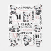 Persoonlijke collage naam Panda Fleece Blanket (Voorkant)