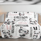 Persoonlijke collage naam Panda Fleece Blanket Deken
