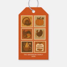 Persoonlijke collage van Thanksgiving- postzegels Cadeaulabel