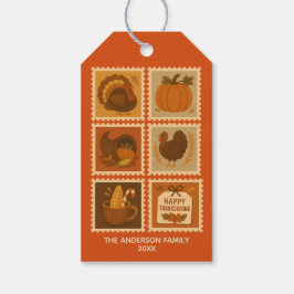 Persoonlijke collage van Thanksgiving- postzegels Cadeaulabel