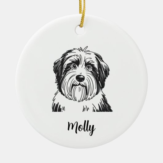 Persoonlijke Collie Hond Kerstmis Keramisch Ornament (Voorkant)