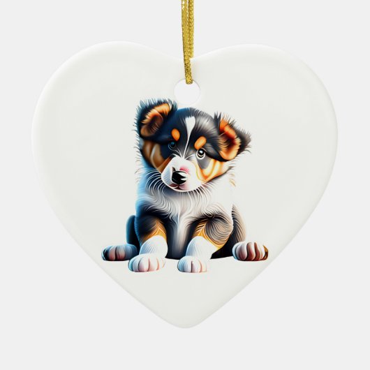 Persoonlijke Collie Puppy Keramisch Ornament (Voorkant)