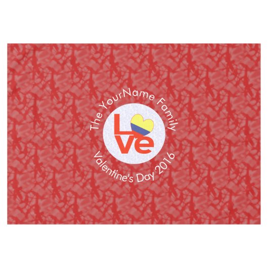 Persoonlijke Colombiaanse Rode LOVE Vlag Tafelkleed (Voorkant (Horizontaal))
