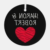 Persoonlijke combinatie van zwart en rood hart glas ornament (Achterkant)