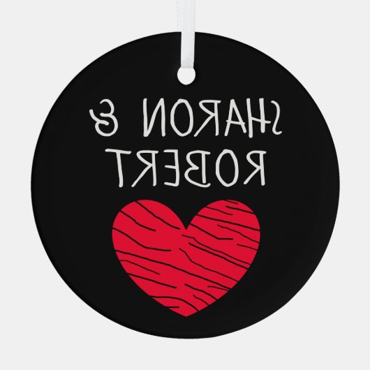 Persoonlijke combinatie van zwart en rood hart glas ornament (Achterkant)