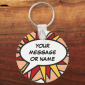 Persoonlijke Comic Book Pop Art "Ik ben hier" Sleutelhanger (Voorkant)