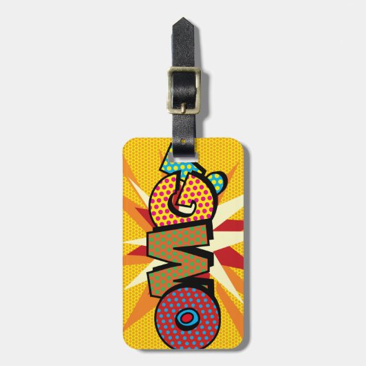 Persoonlijke Comic Book Pop Art OMG! Bagagelabel (Voorkant verticaal)