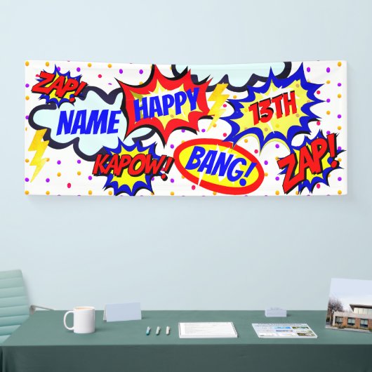 Persoonlijke Comic Book Super Hero Party Spandoek (Beurs)