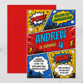 Persoonlijke Comic Superheld Verjaardag Kaart (Voorkant / Achterkant)