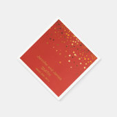 Persoonlijke Confetti Gold Glitter met rood huweli Servet (Hoek)