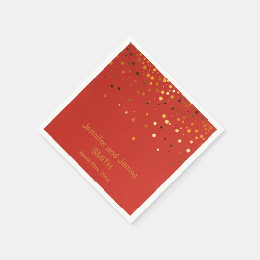 Persoonlijke Confetti Gold Glitter met rood huweli Servet (Hoek)