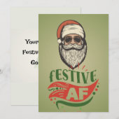 Persoonlijke Cool Retro Kerstman Platte Kerstkaart (Voorkant / Achterkant)