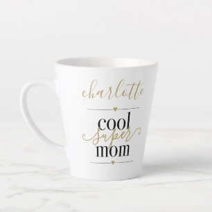 Persoonlijke Cool Super Moeder Zwart En Goud Latte Mok