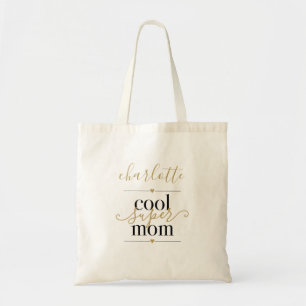 Persoonlijke Cool Super Moeder Zwart En Goud Tote Bag