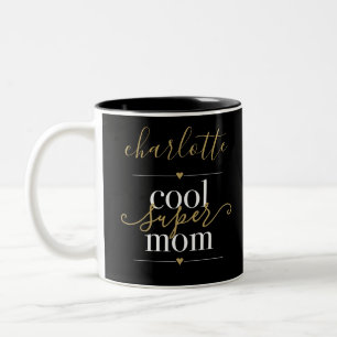 Persoonlijke Cool Super Moeder Zwart En Goud Tweekleurige Koffiemok