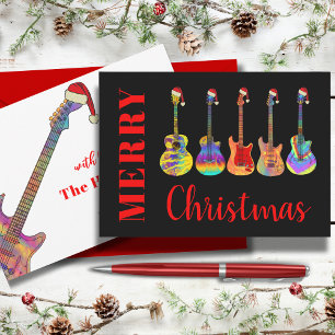 Persoonlijke Coole Kerst Guitar Santas Feestdagenkaart