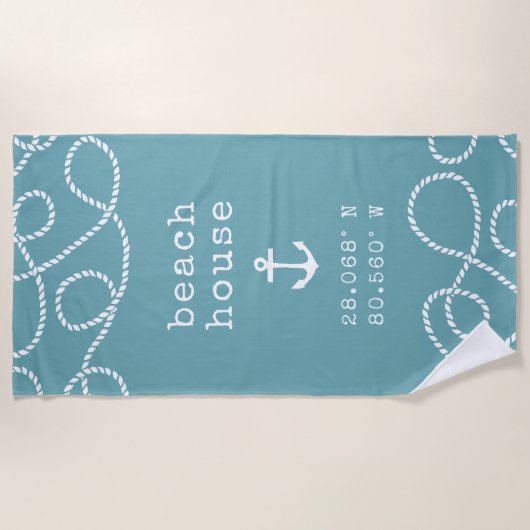 Persoonlijke coördinaten van het Huis van de Beach Strandlaken (Voorkant)