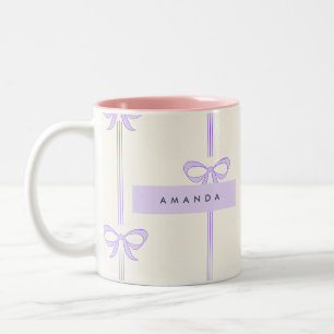 Persoonlijke Coquette Pastel Lavendel Lint Strik Tweekleurige Koffiemok