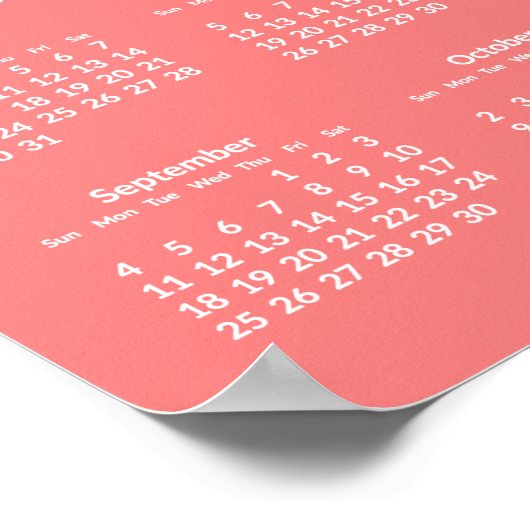 Persoonlijke Coral Poster Jaarlijkse Kalender 2016 (Hoek)