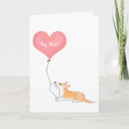 Persoonlijke corgi & ballon denk aan jou kaart