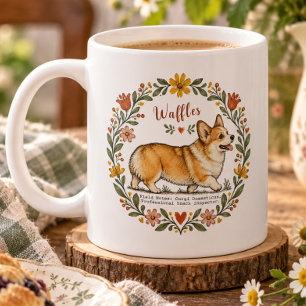 Persoonlijke Corgi Botanische Krans Schattige Hond Koffiemok