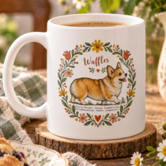 Persoonlijke Corgi Botanische Krans Schattige Hond Koffiemok