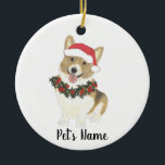 Persoonlijke Corgi (Fawn & White) Keramisch Ornament<br><div class="desc">Maak dit jaar de mooie lijst met een ornament van je favoriete kleine fawn en witte corgi elf! Voor de liefste geschenken,  combineer het met een bijpassende kunstafdruk of een ander item uit mijn collectie!</div>