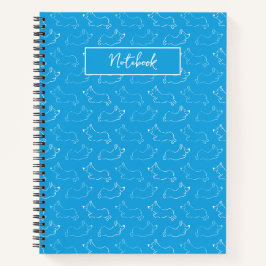 Persoonlijke Corgi Handgetekende Doodle Turquoise Notitieboek