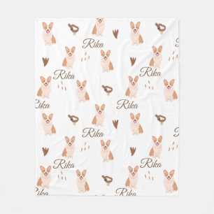 Persoonlijke Corgi-hond babydeken Aangepaste naa Fleece Deken
