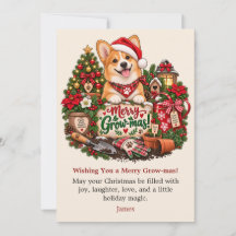 Persoonlijke Corgi Kerstkaart, Tuinierliefhebber