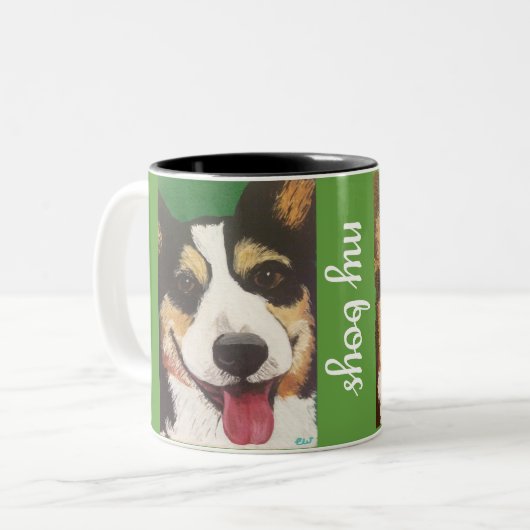 Persoonlijke Corgi-Mok Tweekleurige Koffiemok (Voorkant links)