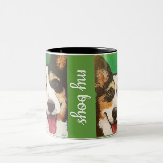 Persoonlijke Corgi-Mok Tweekleurige Koffiemok (Center)
