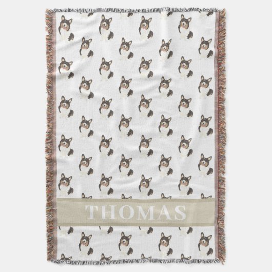 Persoonlijke Corgi (zwartkoppige driekleurige) Deken (Voorkant Verticaal)