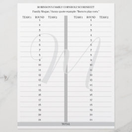 Persoonlijke Cornhole Spel Scorebladen Briefhoofd