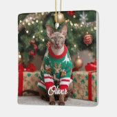 Persoonlijke Cornish Rex Kat Kerst Geschenk  Keramisch Ornament (Links)