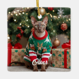 Persoonlijke Cornish Rex Kat Kerst Geschenk  Keramisch Ornament
