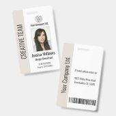 Persoonlijke Corporate Employee ID Badge Beige (Front & Back)