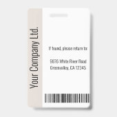 Persoonlijke Corporate Employee ID Badge Beige (Back)
